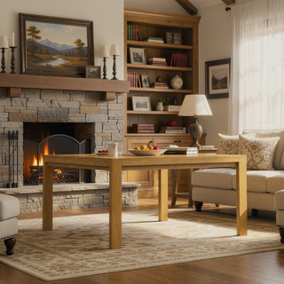 Sunvega 54-inch Square Transitional Solid Oak Veneer Dining Table for 8