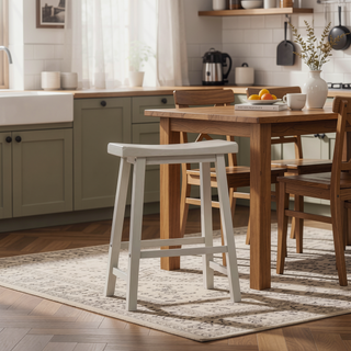 Sunvega Ergonomic Gray Wood Counter Height Stools with Curved Saddle Seat