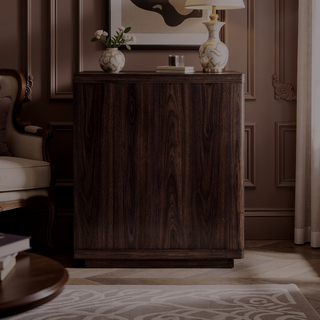 Sunvega Modern Brown Nightstand with Open Shelf and Drawer for Bedroom
