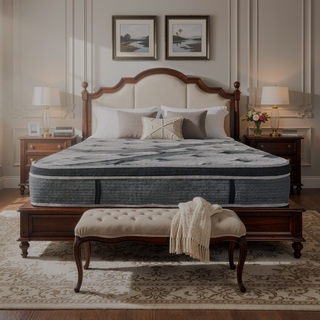 Sunvega Queen Size Plush Memory Foam Mattress with Euro Top Design and Pocket Coils