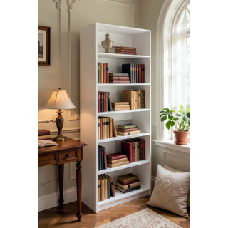 Sunvega White Wood Walk-In Closet with Two Rods and Oak Finish