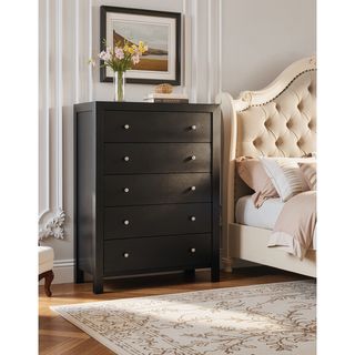 Sunvega Dark Brown Tufted Polyurethane Upholstered King Size Bed Frame
