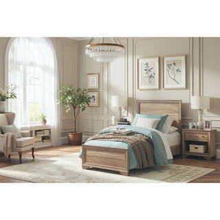 Sunvega Natural Finish Melamine Laminate Nightstand with 2 Dovetail Drawers