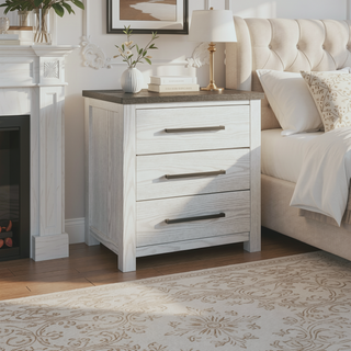 Sunvega Dark Top Finish Nightstand with Spacious Drawers and Block Style Feet