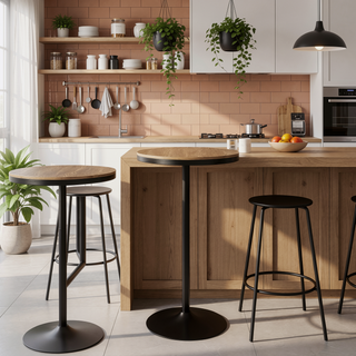 Sunvega Industrial Modern Bar Table with Distressed Wood Top and Metal Frame