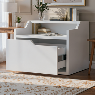 Sunvega Wall-Mountable Floating Nightstand with Drawer and Dual-Shelf Display