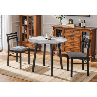 Sunvega 3-Piece Drop Leaf Dining Table Set with 2 Padded Chairs for Small Kitchen