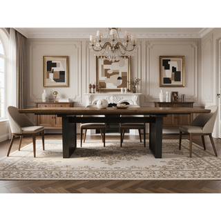 Sunvega Double Pedal Table in Latte Finish with Leaf and Elm Veneers