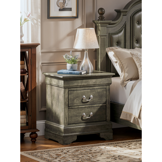 Sunvega Charming Traditional Gray Nightstand with Sturdy Construction and Elegant Finish