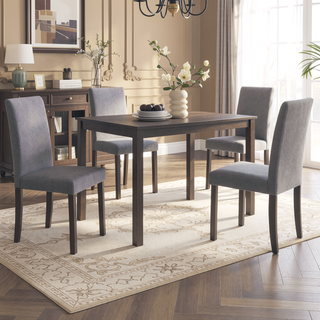 Sunvega Solid Gray-Brown Wood Rectangular Dining Table with Spacious Tabletop