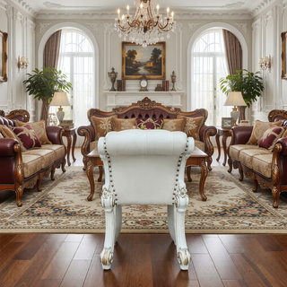 Sunvega Beige and Antique Silver Upholstered Vanity Stool with Nailhead Trim and Button Tufting