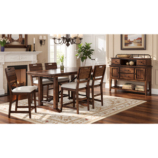 Sunvega Industrial Farmhouse Counter Height Dining Table with Double Pedestal