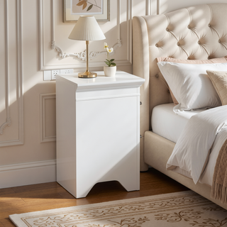 Sunvega White Finish Transitional Style Wooden Nightstand with 2 Dovetail Drawers
