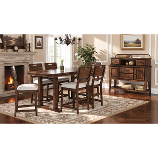 Sunvega Industrial Farmhouse Counter Height Dining Table with Double Pedestal