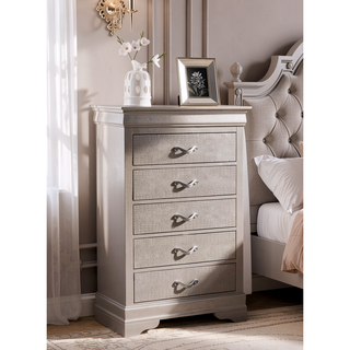 Sunvega Silver Champagne Nightstand with Two Spacious Drawers for Bedroom