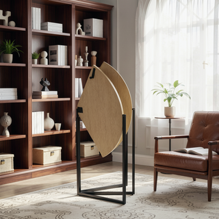 Sunvega Round Folding Dining Table for Small Spaces with Collapsible Design