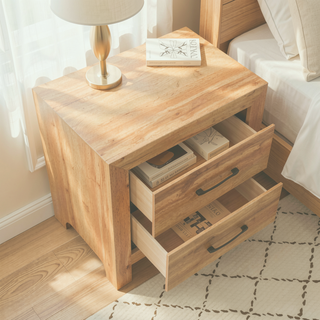Sunvega Natural Finish Full Bed with Headboard Footboard and Rails