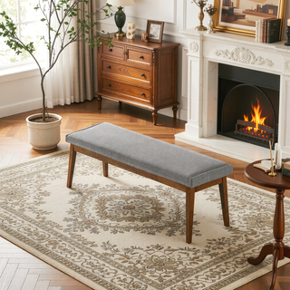 Sunvega Warren Bench in Ash Grey Upholstered Polyester Blend Fabric
