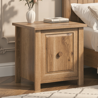 Sunvega Farmhouse Style Brown Finish Night Stand with Hidden Storage