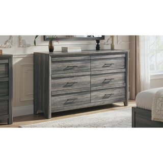 Sunvega Modern Gray 6-Drawer Wood Dresser with Ample Storage for Bedroom