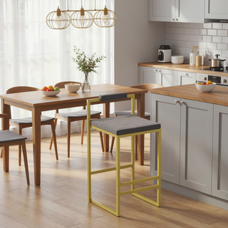 Sunvega Upholstered Velvet Bar Stools Set of 2 with Slim Metal Legs for Kitchen Counter
