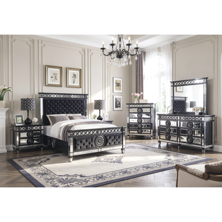 Sunvega Glam Luxury Bedroom Nightstand with Mirrored Finish and 2 Drawers