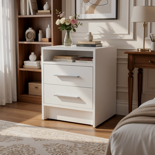 Sunvega Philadelphia Two Drawer Nightstand with Concealed Open Shelf