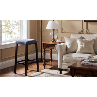 Sunvega Weathered Espresso Fabric Counter Height Stool with Padded Seat