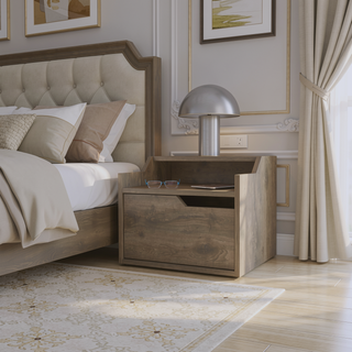 Sunvega Dark Brown Floating Nightstand with Versatile Dual-Shelf Display Design