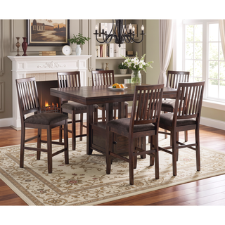 Sunvega Mindi Veneer and Asian Hardwood Espresso Counter Table with Storage
