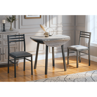 Sunvega 3-Piece Drop Leaf Dining Table Set with 2 Padded Chairs for Small Kitchen