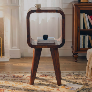 Sunvega Ultra Compact Solid Mango Wood Minimalist Chestnut Bedside Table