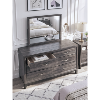 Sunvega White Laminate Nightstand with Wood Grain Detailing and Two Spacious Drawers