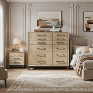 Sunvega Caramel Brown Chest with Black Base and 10 Spacious Drawers for Storage