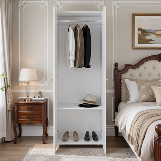 Sunvega Two Door Closet System with Fixed Shelves for Bedroom and Laundry Room Organization