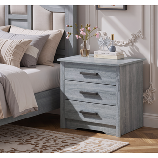 Sunvega Sleek Contemporary Gray Nightstand with Durable Materials for Bedroom