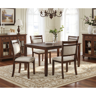 Sunvega Traditional Style 5pc Dining Set with Rectangular Table and Upholstered Chairs