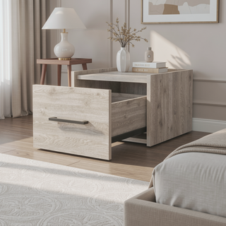 Sunvega Wall-Mounted Nightstand with Sleek Single Drawer and Spacious Top Shelf