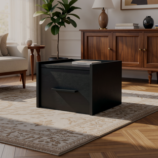 Sunvega Wall-Mounted Nightstand with Sleek Single Drawer and Spacious Top Shelf