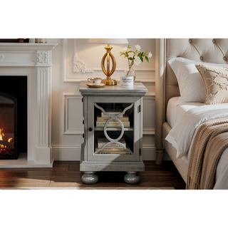 Sunvega Gray Modern Nightstand with Full Extension Drawers and Felt-Lined Top
