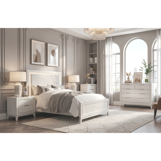 Sunvega Antique White Finish Nightstand with 2 Dovetail Drawers for Bedroom