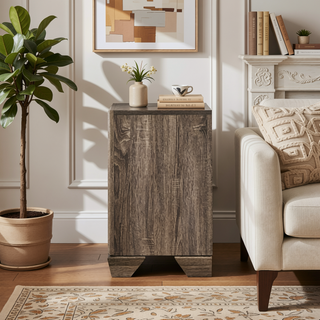 Sunvega Washed Taupe 2-Drawer Rectangular Nightstand with Sturdy Wooden Frame