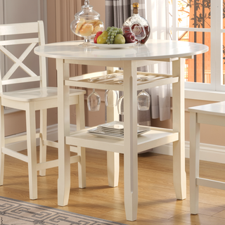 Sunvega Cream 2-Shelf Counter Height Table with Two Drop Leaves