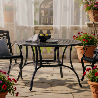 Sunvega Traditional Cast Aluminum Outdoor Dining Table with Lattice Design
