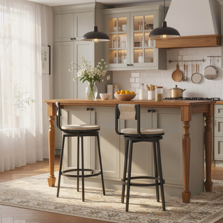 Sunvega Handwoven Paper Rope Swivel Bar Stools with Back Set of 2 for Kitchen Island