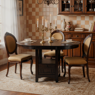 Sunvega Antique White and Rosy Brown Finish Counter Height Dining Table with Extension Leaf