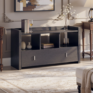 Sunvega Red Cocoa Shoe Entry Bench with Storage Drawer and Three Shelves