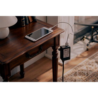 Sunvega Contemporary White High Gloss Lacquer Nightstand with Chrome Handles and USB Charger