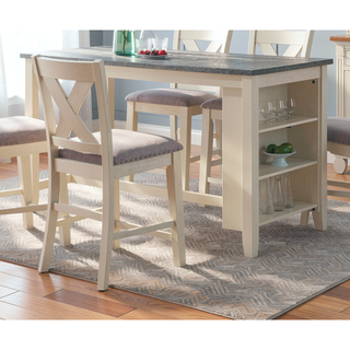 Sunvega Modern Counter Height Dining Table with Storage Shelves for Kitchen Breakfast