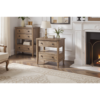 Sunvega Sand Finish Nightstand with 2 Storage Drawers and Custom Hardware